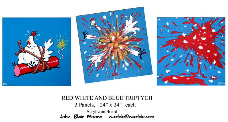 RED WHITE AND BLUE TRYPTICH